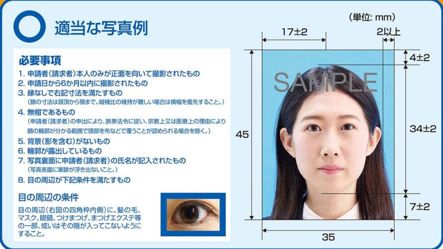 パスポート申請用写真規格が改定されました。（令和3年5月改定）